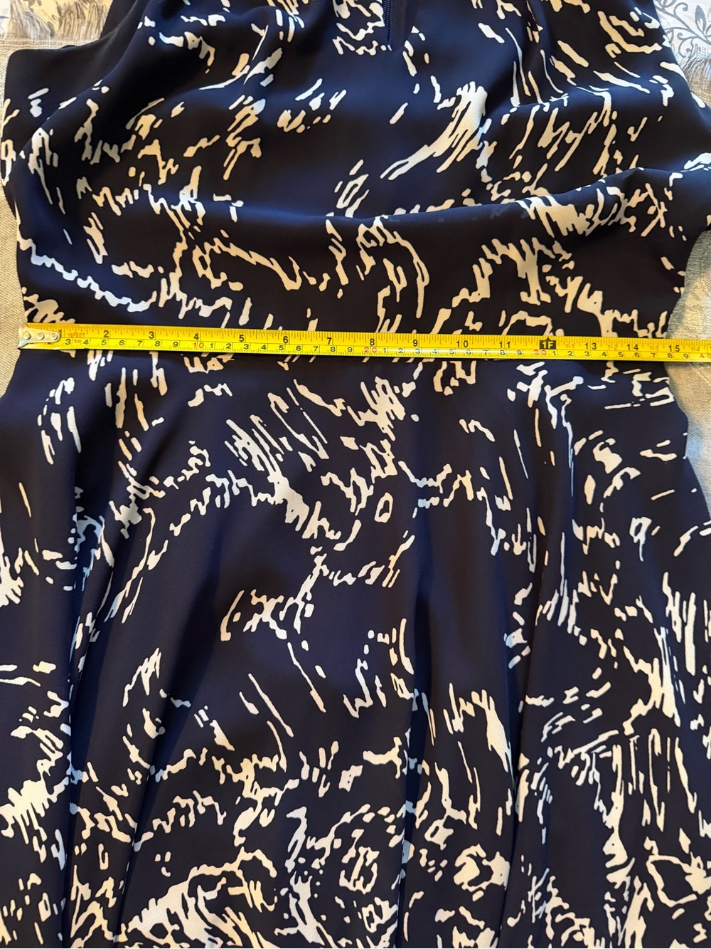 Ivanka Trump Navy and White High-Low Printed Midi Skirt - Picture 8 of 8